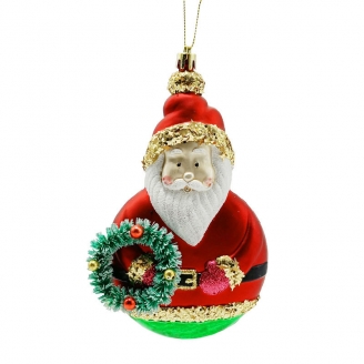 批發(fā)玻璃聖誕老人手持定制聖誕娃娃挂件  聖誕樹裝飾品