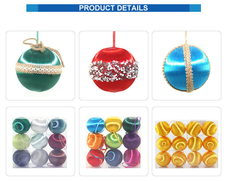 Factory wholesale holiday decoration Christmas tree hanging ball Christmas silk wave ball