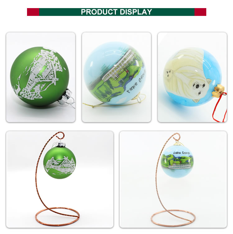 Factory customized cheap christmas tree decoration ball 80mm christmas glass ball with christmas printing ball