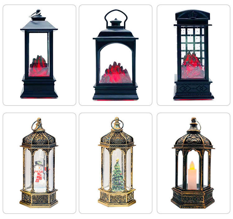Factory wholesale holiday decorative lights custom Christmas seven lanterns incense burner shaped wind lanterns